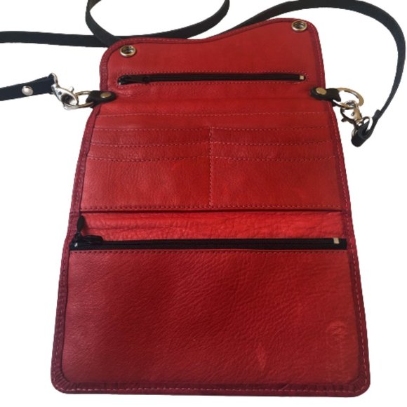KAHLILA Red Tooled Leather Crossbody Wallet Purse Bag - Picture 11 of 16